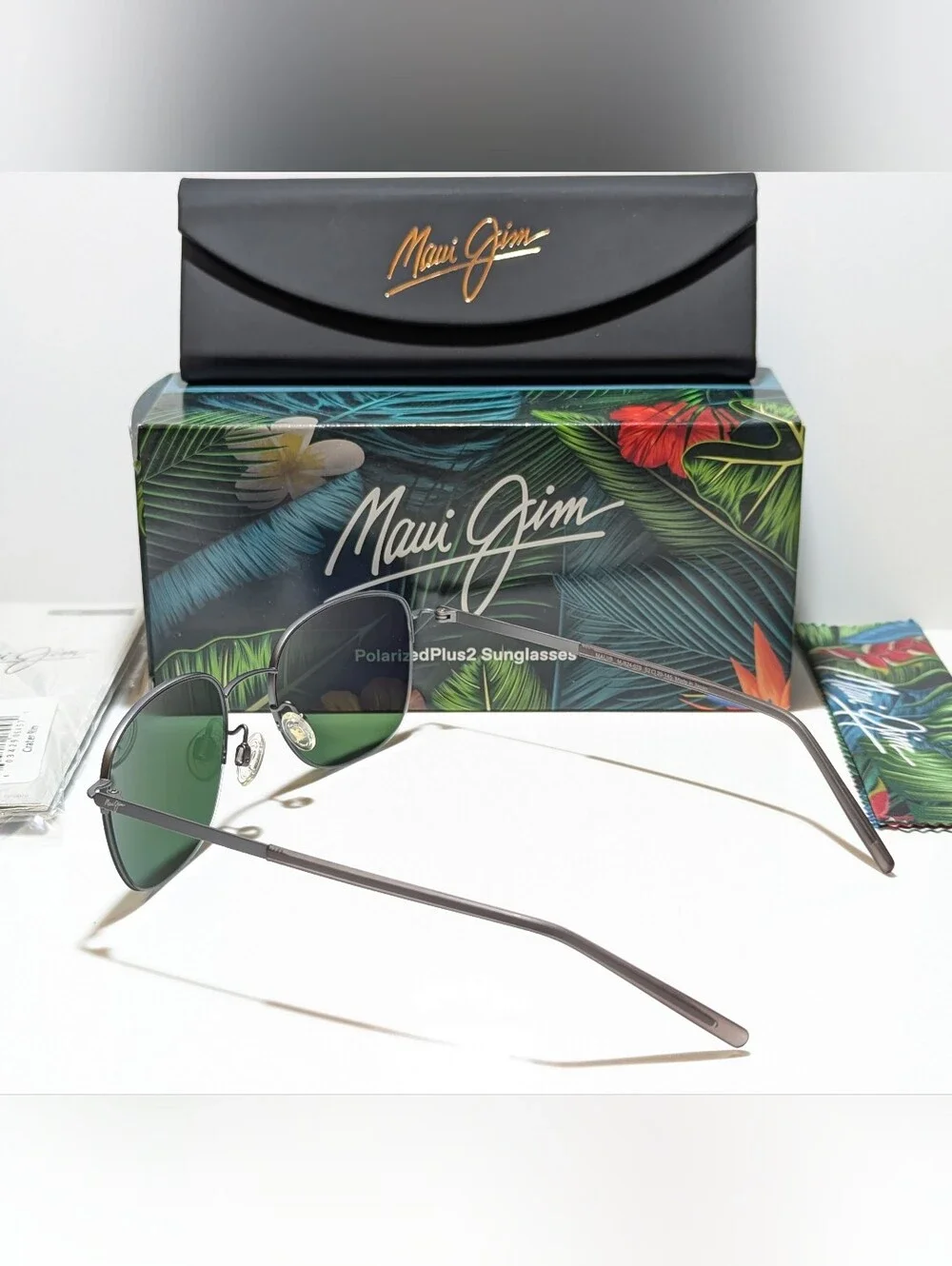 NEW Maui Jim Crater Rim Gunmetal Polarized Blue Hawaii Lens Sunglasses B824-02S
